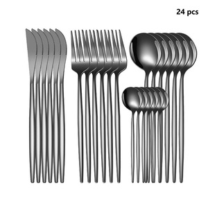Vàng Bộ Đồ Ăn 24 cái/bộ Thép Không Gỉ 304 Dao Kéo Matte Đặt Bữa Ăn Tối Phương Tây Dao Muỗng Nĩa Gương Thanh Lịch Flatware - Product Image 5