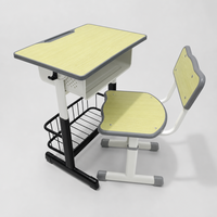 Ensemble de bureau et chaise ergonomiques pour étudiants, table d'étude réglable pour centre de formation, mobilier de salle de classe
