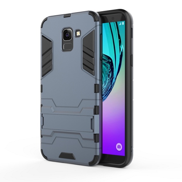 2 in 1 Hard TPU+PC Back Cover with Kickstand Armor for for J4/J6 2018 Mobile Phone Combo Case