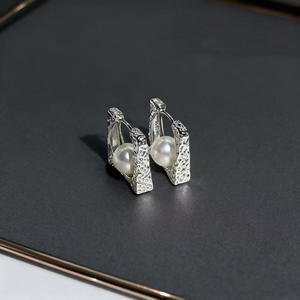 22873DIY Accesorios de Perlas, Base Vacía para Pendientes de Plata S925, Gancho para Oreja Dorado y Plateado con Cuentas Redondas de 7-9 mm para Pendientes - Product Image 1