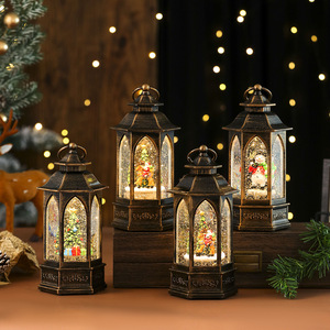 New Illuminated Rotating Snowflake Hexagonal Water-filled <b>Oil</b> Lamp Music Box Ornament Christmas Gift Decoration <b>Lantern</b> - Product Image 3