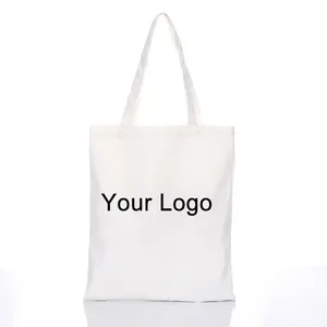 Bolsa de compras de lona de algodón personalizada al por mayor con impresión de logotipo y patrón de letras - Product Image 3