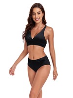2026 Nieuwe Halter V-hals Wikkel Bikini Set Dames Hoge Taille Buikcontrole Kleurblok Print Push-up 2-delig Zwempak Verwijderbaar