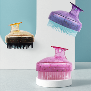 Brosse de Massage pour shampooing à <span class=keywords><strong>cheveux</strong></span> écologique avec Logo personnalisé, brosse de soins du cuir chevelu en Silicone souple - Product Image 6