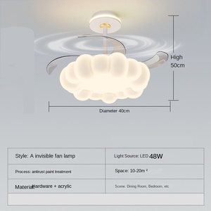Plafonnier ventilateur LED moderne avec télécommande Base de salon maison intelligente forme ronde Design élégant - Product Image 1