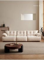 Canapé modulaire en tissu chenille nuage, sectionnel carré, style crème minimaliste, droit, rembourré, écologique, amovible et lavable