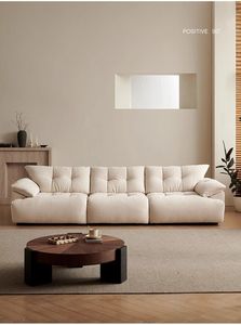 Sofá Seccional Modular de Tela Chenille, Estilo Minimalista Crema, Sofá Recto Tapizado para Sala de Estar, Muebles para el Hogar - Product Image 2