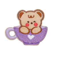 Patch Chenille Beruang Lucu, Bordir Hewan Kawaii, Lencana Beruang Kartun Sedang Membaca, Memasak, Aplikasi Setrika untuk Dekorasi Tas Anak