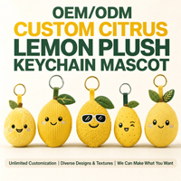 Porte-clés Mascotte en Peluche Citron Agrumes, Jouet en Peluche Personnalisé, Animal en Peluche, Fabricant OEM ODM, Logo Personnalisé, Promotion