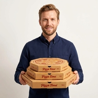 Boîtes à pizza en carton ondulé Kraft, emballages alimentaires écologiques, finition mate