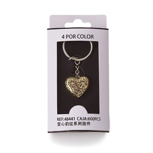 Portachiavi con Ciondolo a Forma di Cuore con Stampa Leopardata, 4 Colori, 600 Pezzi in Scatola, Accessorio di Moda - Product Image 1
