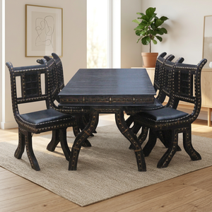 Ensemble de table à manger en bois traditionnel avec 4 chaises, style antique, mobilier de maison, design durable pour hôtel, maison, restaurant, vente en gros - Product Image 1