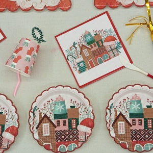 DAMAI - Platos de Papel Cuadrados Desechables para Postres, Diseño Nuevo, para Fiestas Navideñas, con Juego de Vajilla de Santa Claus - Product Image 2