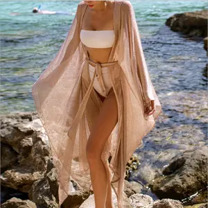 Bclout été voir à travers maillot de bain couvertures caftan nouvelles femmes tuniques maillots de bain Bikini robe de plage couvrir Sexy adultes solide