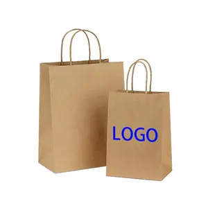 Hdpk عادي حقيبة ورقية لكرافت بني مع الملتوية سلسلة مقبض مخصص 110/130 Gsm ورقة متجر أكياس مع الشعار الخاص بك