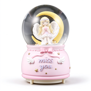 Globo di <span class=keywords><strong>Neve</strong></span> Musicale con Angelo e Luna, Sfera d'Acqua in Resina con Luce e <span class=keywords><strong>Neve</strong></span> Automatica, Regalo per Ragazze - Product Image 1