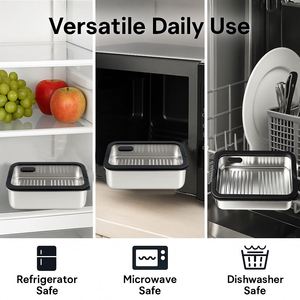 ชุดกล่องเก็บอาหารสแตนเลสแบบซ้อนได้ 304 ชิ้น พร้อมฝาปิดแก้วแบบมีวงแหวนกันอากาศรั่ว สำหรับเก็บอาหารเหลือในช่องแช่แข็ง - Product Image 4