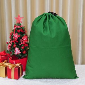 Sac cadeau de Noël grande capacité en lin vert avec cordon de serrage, sac classique de Noël Père Noël avec cordon de serrage pour cadeaux - Product Image 5
