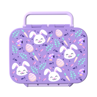 Boîte à lunch portable avec poignée pour enfants, 3 compartiments, intérieur en acier inoxydable 304, coque extérieure en PP, joint en silicone