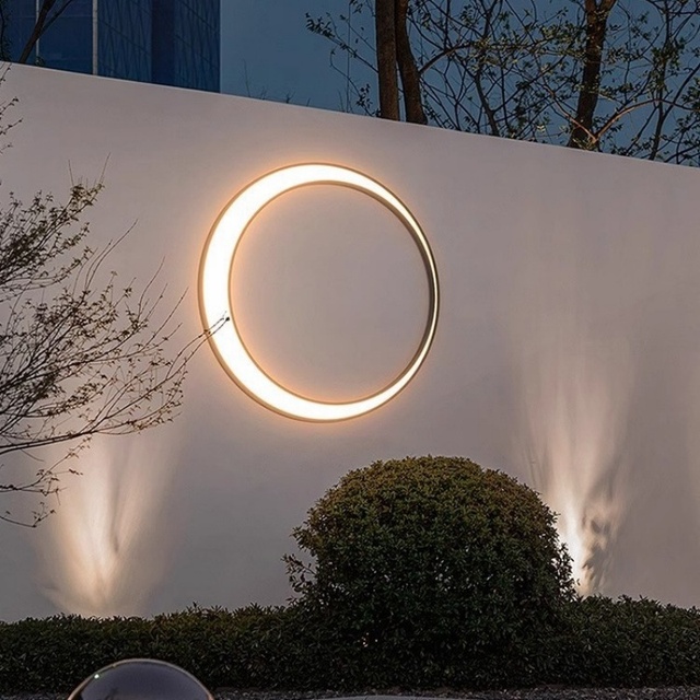 Modern Creative Courtyard Garden Levitating Moon Lamp, Outdoor Waterproof Wall Sconce Light