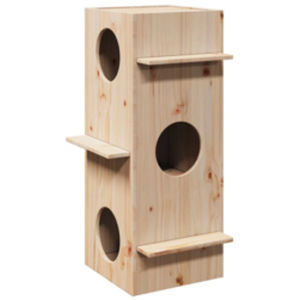 Maison pour chat en pin naturel, bois de pin massif, 35,4 pouces de hauteur, durable - Product Image 2
