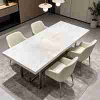 Table à manger rectangulaire moderne en pierre frittée effet marbre pour hôtel, appartement, mobilier de salle à manger contemporain