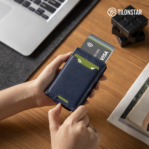 Tilonstar เคสอลูมิเนียมอเนกประสงค์แบบ TVC124, กระเป๋าสตางค์ดีไซน์เนอร์มีที่ใส่บัตรและบัตรเครดิตทำจากหนัง - Product Image 1