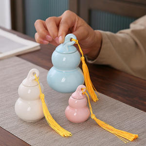 10/45/85ml 茶筒 小さなひょうたん型携帯容器 香粉、錠剤、願い瓶、甘草用 空の陶器瓶 - Product Image 1