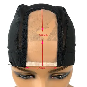 High Quality Mono U Part Lace Front Elastic Adjustable Black Mesh Dome Wig Cap For Making Wigs