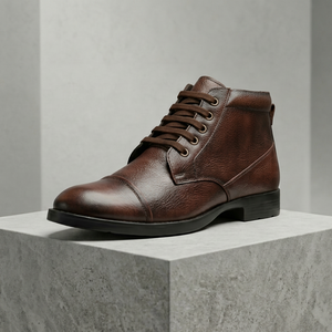 Bottes en cuir pour homme Neob Ventures, bottes à lacets de style motard avec semelles respirantes antidérapantes, mode toutes saisons pour un usage quotidien - Product Image 1