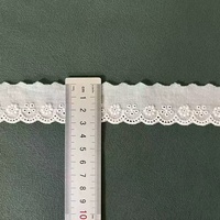 Dentelle à œillets en coton écologique de 3 cm, broderie florale ajourée, blanc abricot, pour vêtements, sacs, textiles de maison et décoration