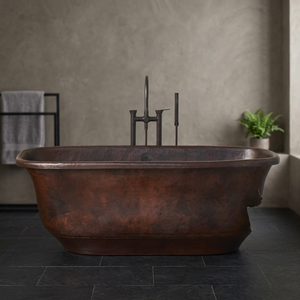 Indian Home Crafts CH-977 Freestanding Copper Oval Bathtub Antique Brown Skirted Design Eco-Friendly Durable Handcrafted Tub - Product Image 4