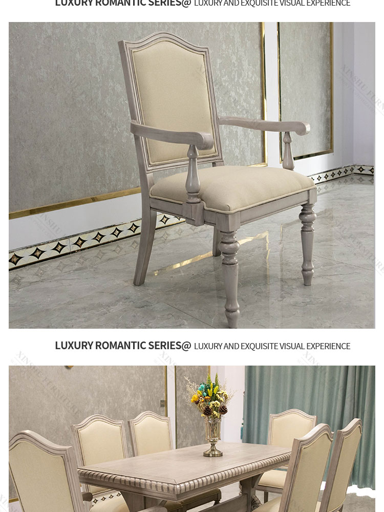 American Nordic Family DiningTtable Chair Retro Back Chair 2021 New Full Solid Wood Armrest Cloth Dining Chair