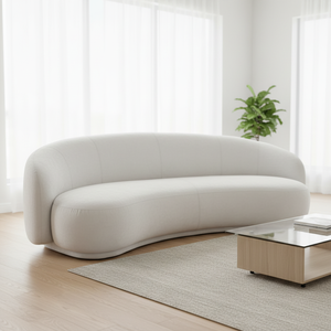 Canapé d'angle incurvé convertible moderne en velours - Trois places, design sans accoudoirs, pieds en bois écologiques pour villa - Product Image 1