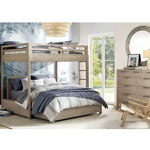 新到现代豪华室内家具橡木实木儿童床卧室双层床