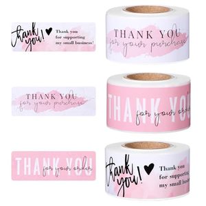 Matte Finish Coated Paper Thank You Design Adhesive <b>Sticker</b> Colorful Label for Packaging During Holidays - Product Image 1