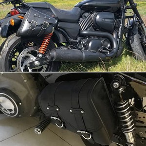 Sacoche latérale en cuir PU noir pour <span class=keywords><strong>moto</strong></span> Honda Suzuki Harley Sportster <span class=keywords><strong>XL</strong></span> 883 XL1200, sacoche à outils gauche et droite - Product Image 6