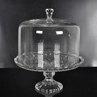 Présentoir à gâteau en verre transparent gaufré avec dôme, assiette à gâteau sur pied en cristal, présentoir à desserts pour mariage arabe