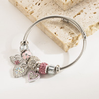 Bracelet en acier inoxydable réglable, tendance et élégant, avec pendentif en diamant incrusté, bracelet de couple, vente en gros