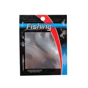 Custom Clear Window Zipper Printing Plastic Bag For Fishing Lure Metal Soft Bait Hard Trolling Jigging Lure Net Red Worm Decoy