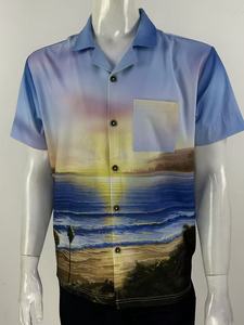 Resort Casual Camisa de hombre Tejido de un solo botón Allover <span class=keywords><strong>Sunset</strong></span> <span class=keywords><strong>Bay</strong></span> Sublimación Diseño OEM Cómodo - Product Image 2