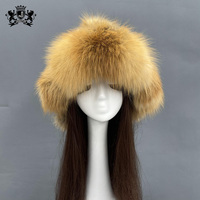 Gorro de Invierno con Orejeras de Piel de Mapache Auténtica de Lujo Janefur para Mujer, Estilo Clásico con Pompón, Gorros de Piel de Zorro Natural