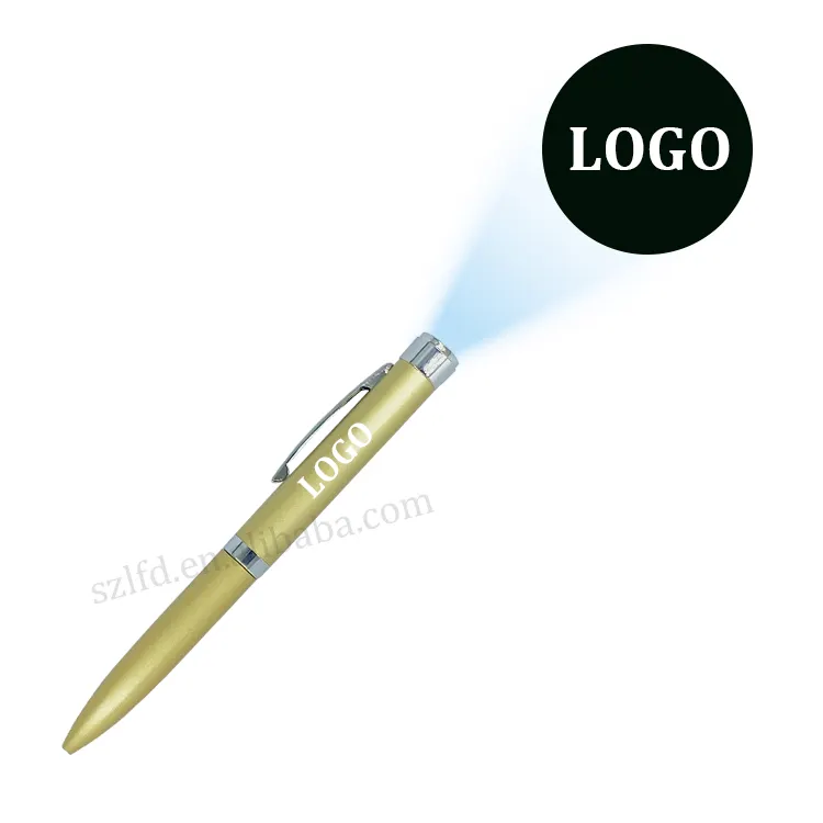 Promotional custom logo ball pen LED Glowing RGB Flashing torch pens flashlight ballpen projection image point pen