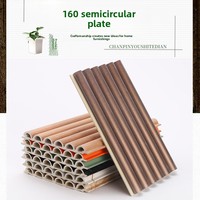 Panneau mural en PVC texturé semi-circulaire en fibre de bambou, 160 pièces, pour décoration murale intérieure minimaliste, effet grain de bois