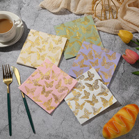 Serviettes en papier jetables DM avec impression papillon doré, serviettes décoratives pour mariage, fête prénuptiale, anniversaire de fille, décoration de table
