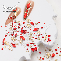 CY Luxury Nouvelle Boîte Ronde de Bijoux pour Ongles, Strass Mixtes en Verre à Dos Plat, Accessoires Diamantés, Vente en Gros Usine