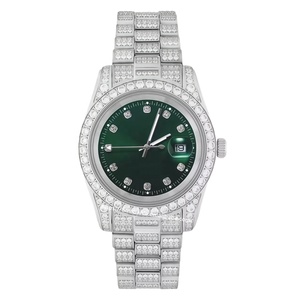 Fabricant de montres en diamant à marque privée, logo personnalisé, montre de luxe sertie de diamants pour hommes, montre en acier inoxydable, montre hip-hop en diamant, montre à <span class=keywords><strong>quartz</strong></span> - Product Image 1