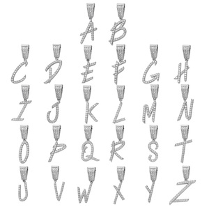 RQ-Colgante personalizado con nombre y letra Circonia cúbica para hombre y mujer, joyería de rapero, Hip Hop - Product Image 6