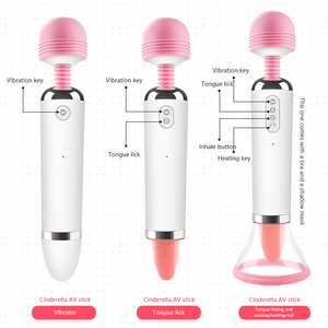 Fuerte poder Hada doble cabeza cuerpo masaje varita pezón estimulador del clítoris sexo lamiendo mujeres succión lengua vibrador - Product Image 3