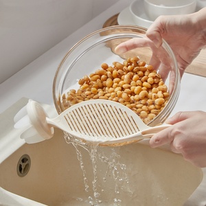 Eco-Friendly Household Plastic <b>Draining</b> Kitchen Multi-Function Round Hollow Rice Washing Baffle Silicone Sieve Metal Basket - Product Image 3